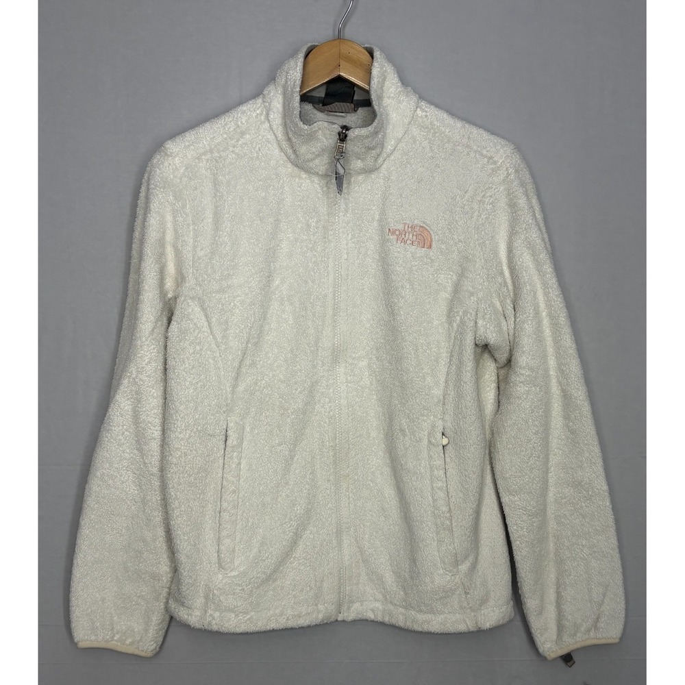 North Face Osito Fleece Jacket Womens White Mock Neck Full-Zip Pockets Medium